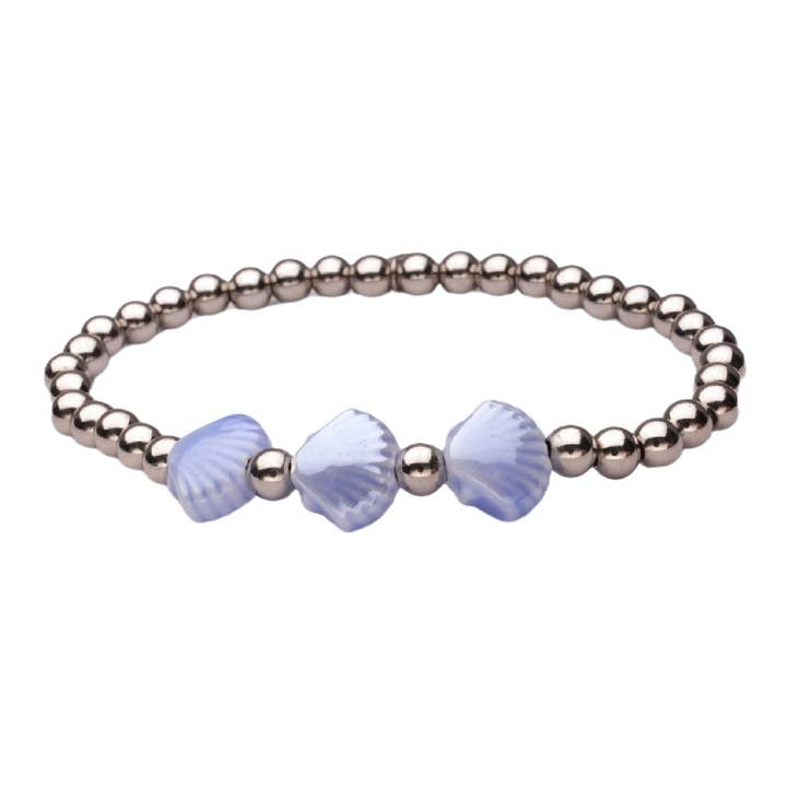 LizzyMae bracelet stainless steel silver shell lightblue for wholesale by LOT83