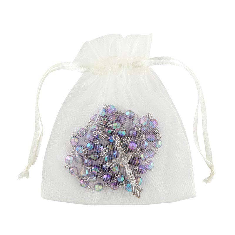 Christian Brands Catholic - Wholesale Prayer Beads Necklace - Aurora Borealis Crystal Bead Rosary Necklace1