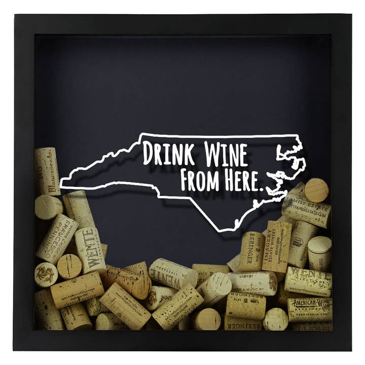 Torched Products - Wholesale Sign - Drink Wine From Here Beer Cap Shadow Box - Black24