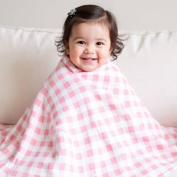 Manta acolchada - Pink Gingham para venta al por mayor de Sweet Bamboo