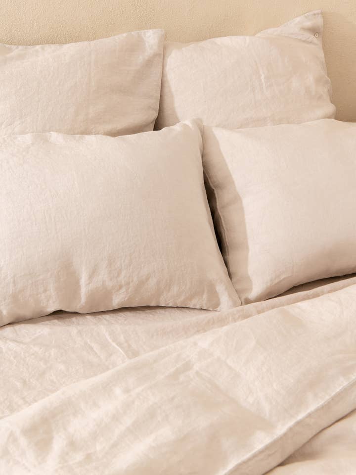 Linen Pillowcase in Beige Color with Envelope for wholesale by Sauths