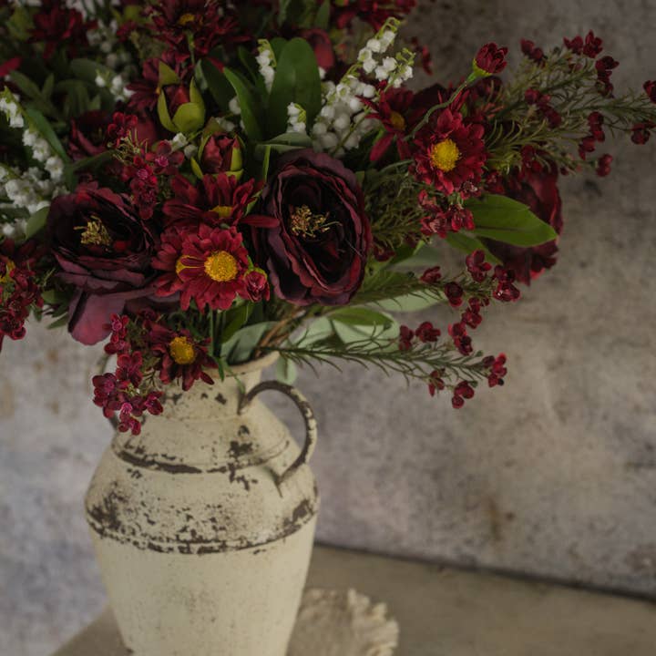 Ragon House - Venta al por mayor Flores artificiales - RAMA DE ROSA BURDEOS DE 27"3