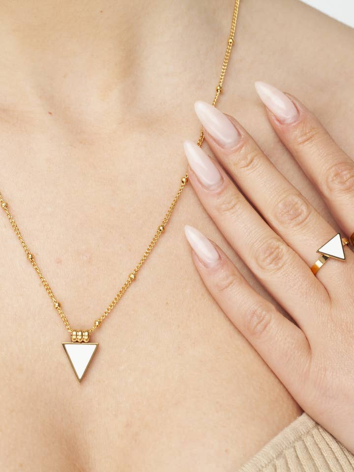 Purity White Triangle Ring Gold for wholesale by Blanksn Jewellery