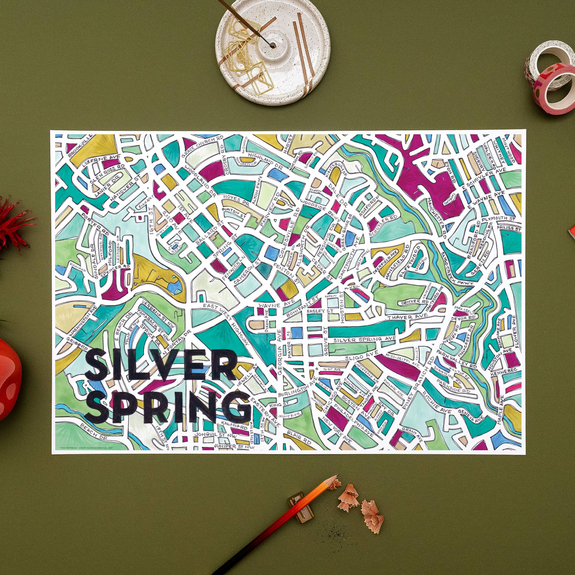 Terratorie Maps + Goods - Wholesale Art Print - Silver Spring Map Art Print0