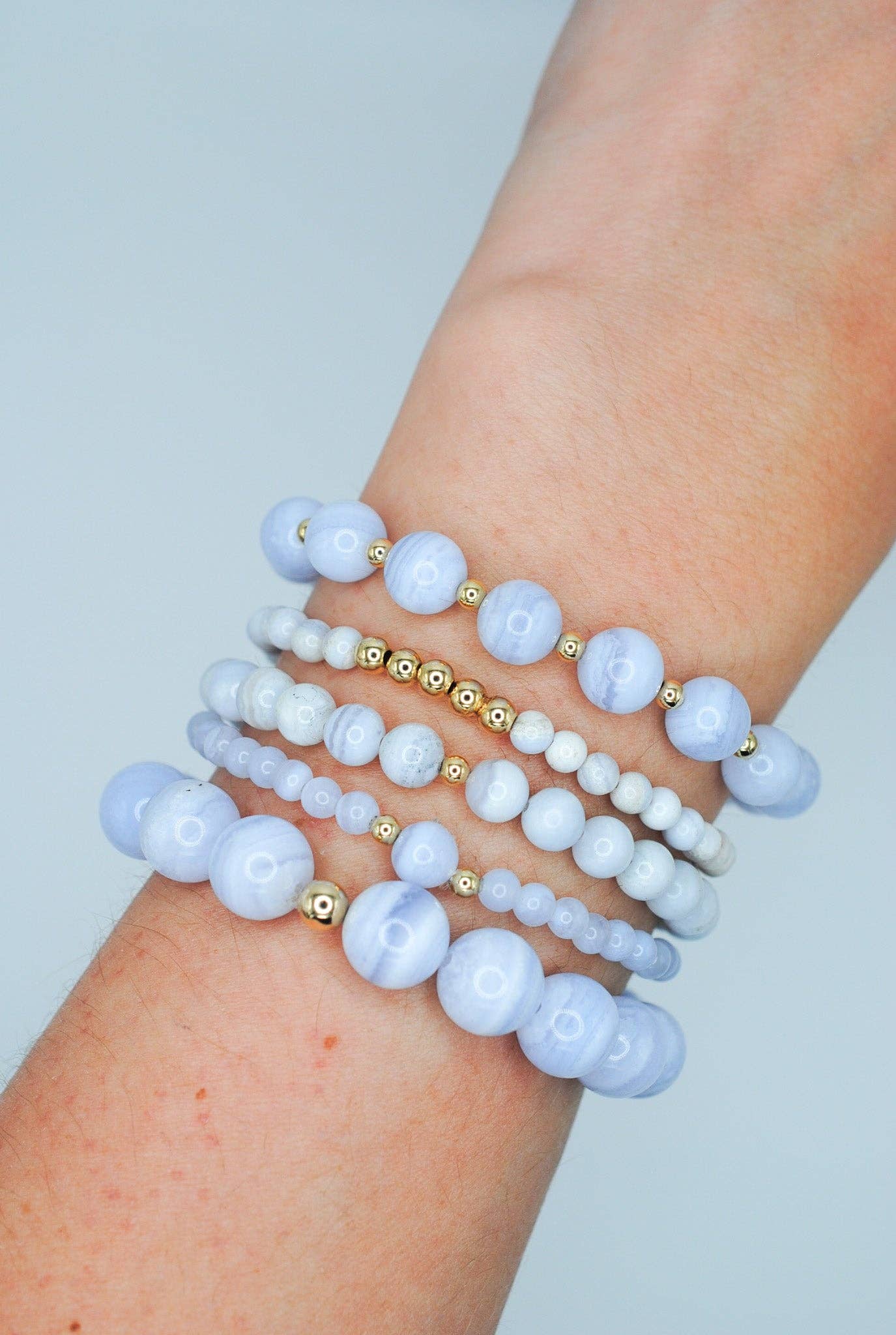 Ripple | Reiki Infused Jewelry - Wholesale Beaded Bracelet - Blue Lace Agate Solo Grande Bracelet1