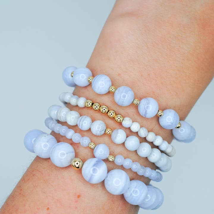 Ripple | Reiki Infused Jewelry - Wholesale Beaded Bracelet - Blue Lace Agate Solo Grande Bracelet1