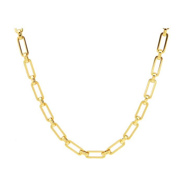 Men's Gold Plated S.Steel Paperclip Necklace for wholesale by Blackjack Mens Jewelry