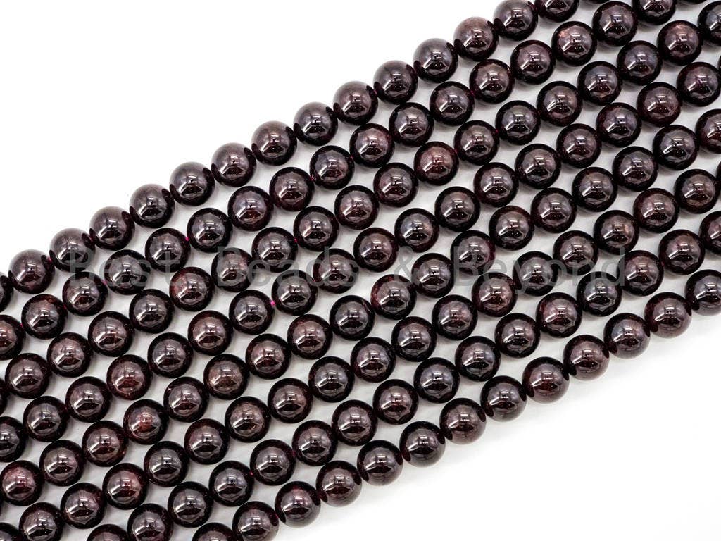 BestBeads&Beyond – Großhandel Perlen – Natürlicher Granat in hoher Qualität, runde glatte Granatperlen4