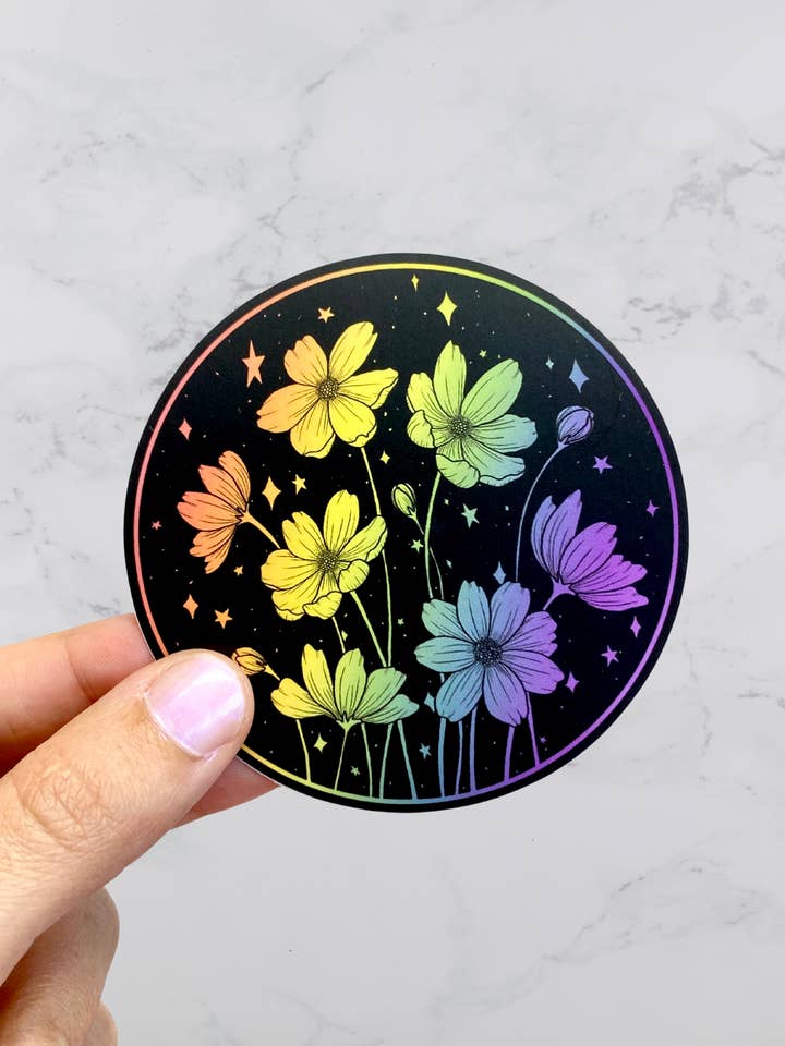 Autocollant Rainbow Cosmos, vinyle imperméable pour la vente par Karen B Creations