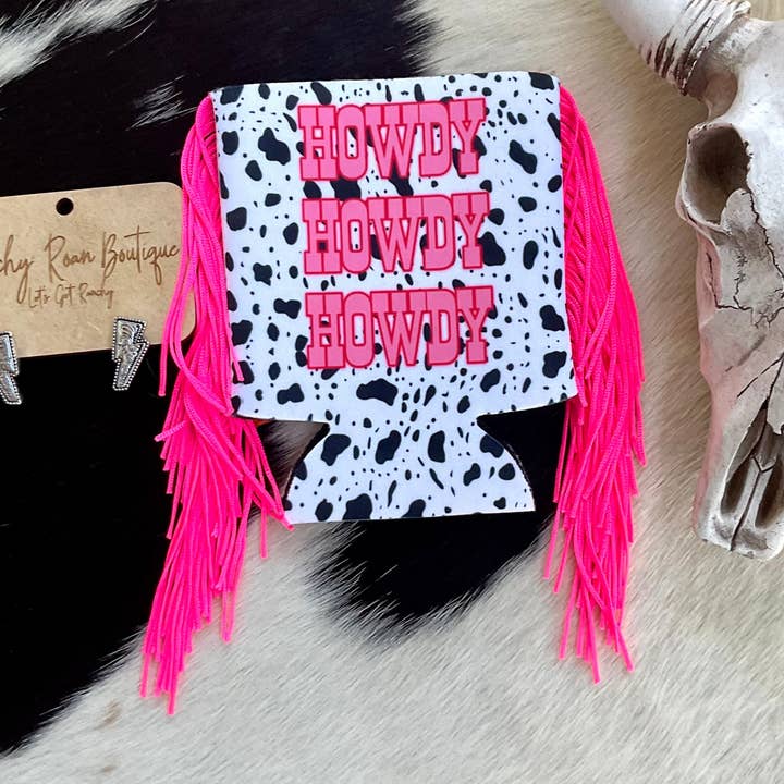 Howdy Howdy Howdy Western Fringe Regular Koozie pour la vente par Ranchy Roan Boutique