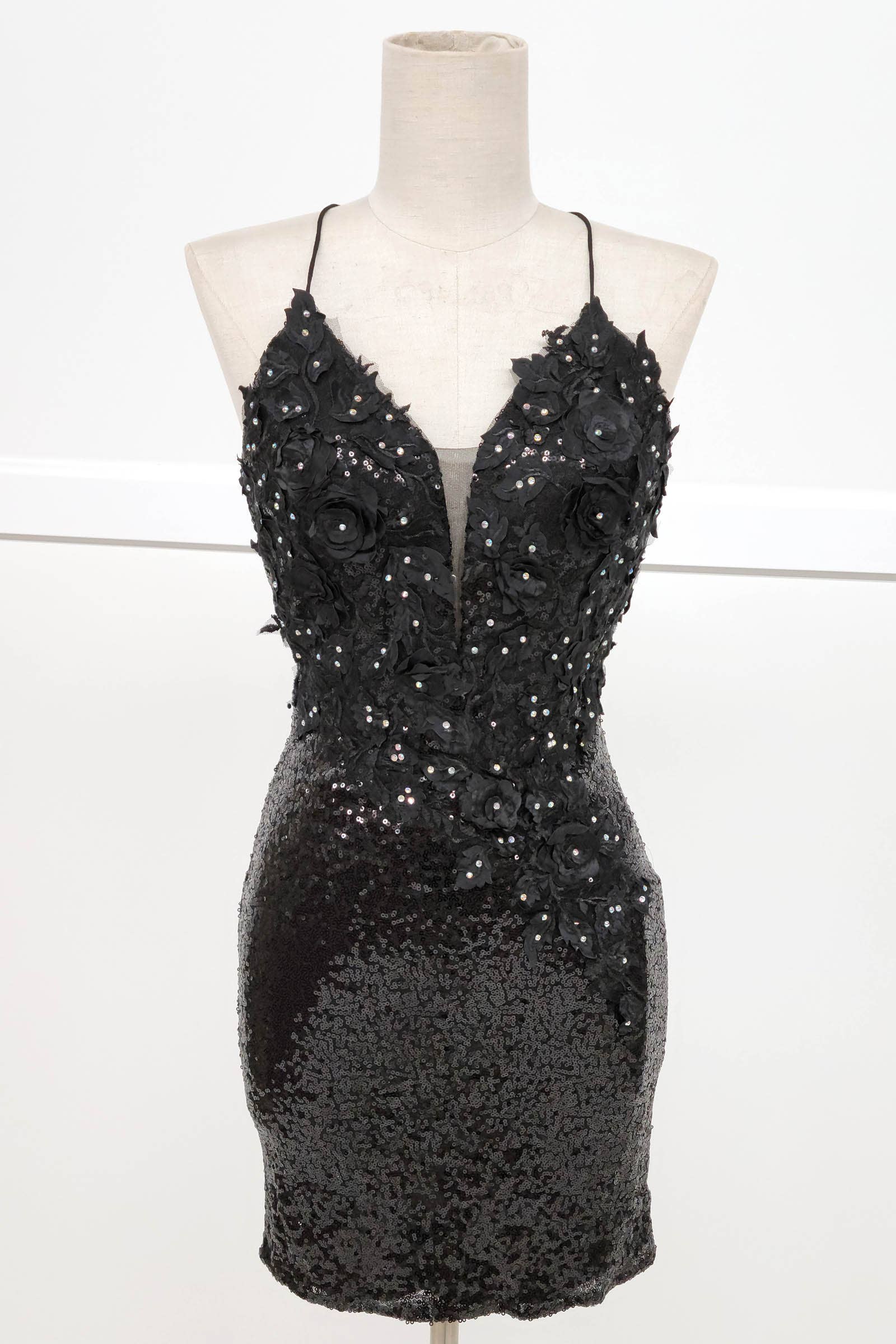 Chicas - Wholesale Jurk - Dames - Bodycon pailletten mini-jurk met bloemen en bandjes C80714