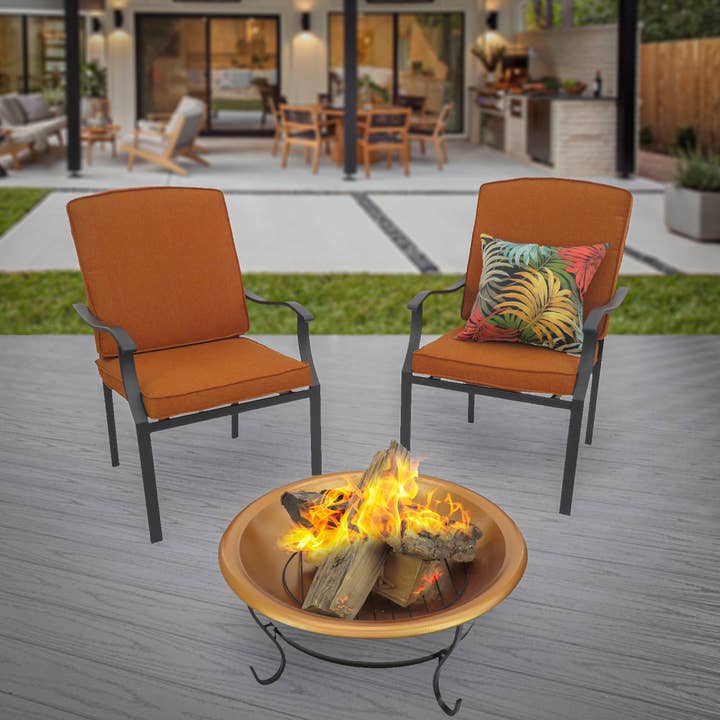 National Tree Company - Wholesale Fire Pit - 29 in. Copper Finish Steel Outdoor Fire Pit with Black Stand and Screen Cover1