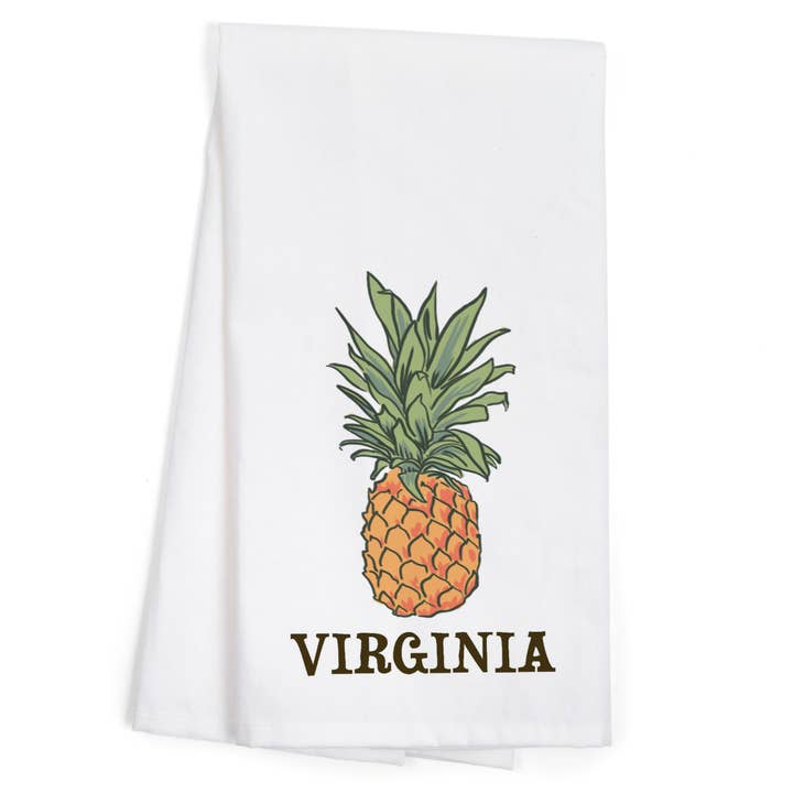 ORGANIC TEA TOWEL Virginia, Pineapple, Icon for wholesale by Lantern Press