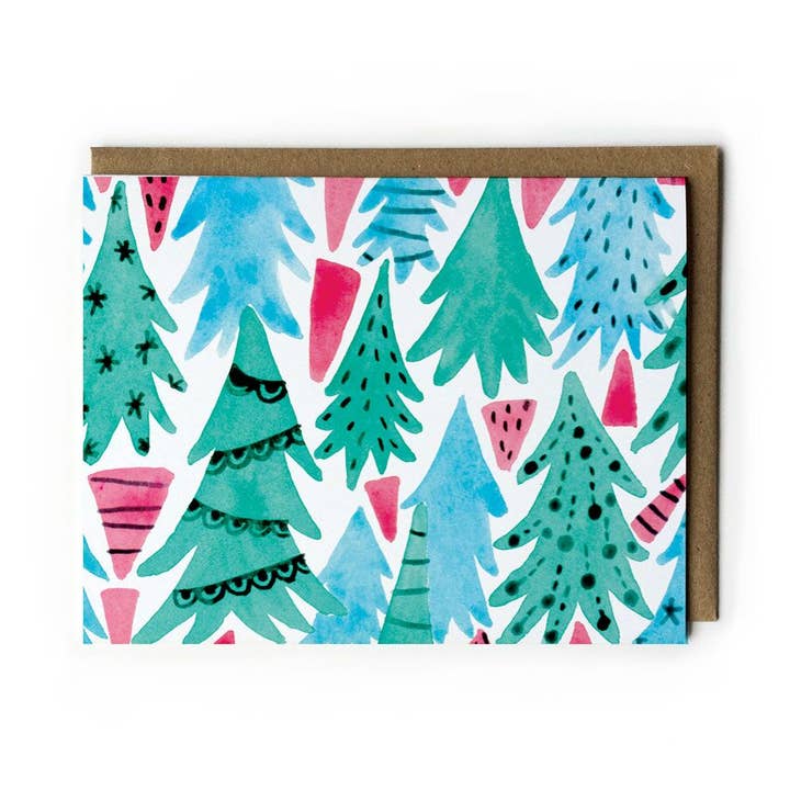 Christmas Forest Holiday Greeting Greeting Card for wholesale by Honeyberry Studios