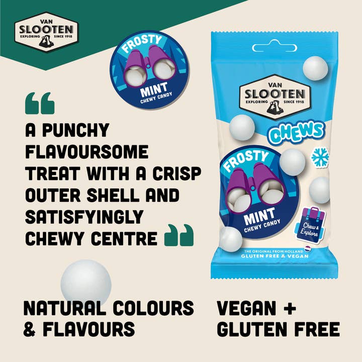 Van Slooten – wholesale Gummy – Van Slooten Frosty Mint Chewy Candy 60g x12 2