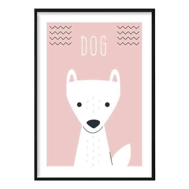 Dog Scandinavian Geometric Blush Pink Nursery Poster for wholesale by Artze Wall Art