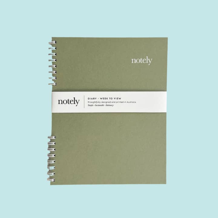 Diary - WEEK TO VIEW - Sage - 116pp for wholesale by Notely
