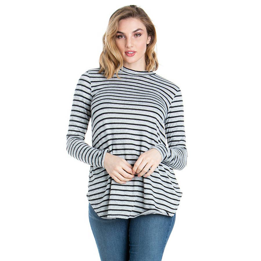 Azules Clothing - Wholesale Tunic - Women's - ATP-2289HC Mock Neck Long Sleeve Knit Tunic19