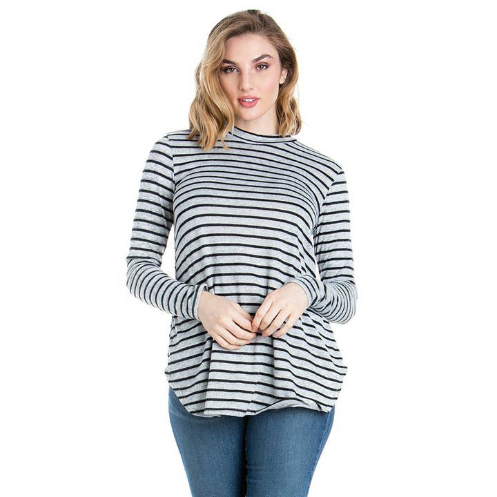 Azules Clothing - Wholesale Tunic - Women's - ATP-2289HC Mock Neck Long Sleeve Knit Tunic19