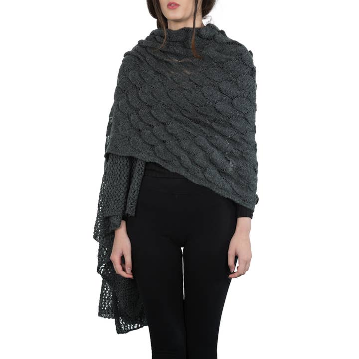 Assia di Brunetti Federica e C. s.a.s. - Vendita all'ingrosso Stola - Donna - Felicia - Coprispalle largo in misto lana con motivo traforato in kid mohair4