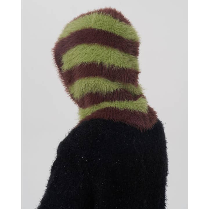 HIDDENBRAND - Wholesale Balaclava - Women's - Two-Tone Striped Imitation Mink Balaclava Hat7