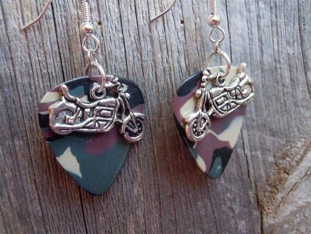 Simply Raevyn - Wholesale Dangle Earrings - Motorcycle Charm Guitar Pick Earrings13