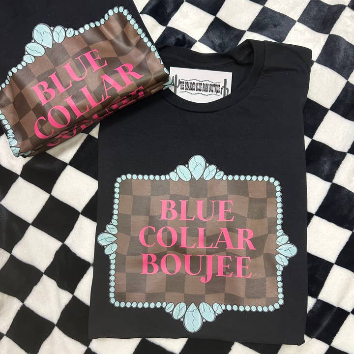 Black - Blue Collar Boujee Western Graphic for wholesale by The Branded Blue Roan