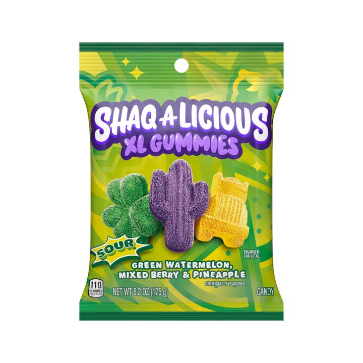 I Got Your Candy - Wholesale Gummy - Shaq-A-Licious XL Gummies Sour Peg Bag 6.2oz - 12ct