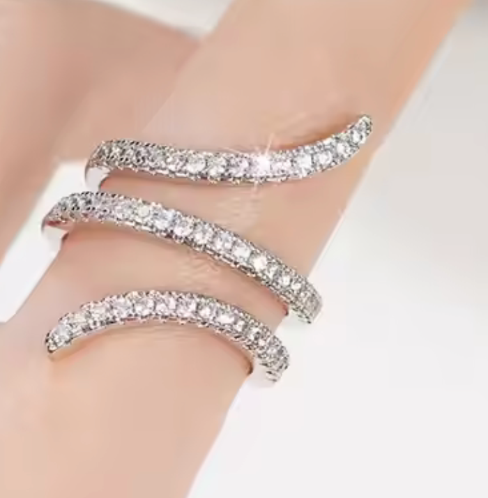 HoopLa - Vente Bague avec plusieurs pierres - La Collection Diamant - Bague Enveloppante - Or et argent2