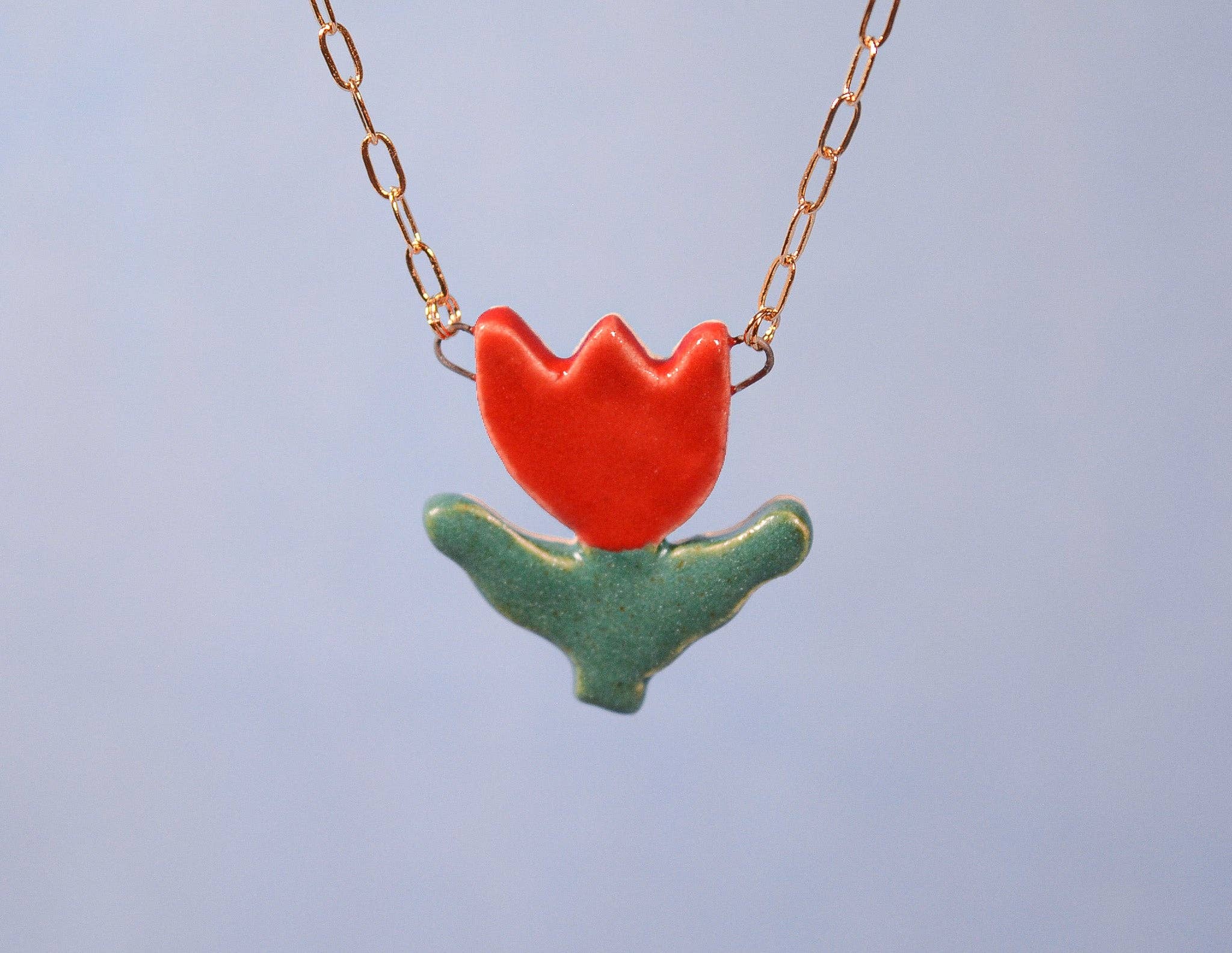 Juice Ceramics Handmade Pottery and Jewelry - Wholesale Pendant/Charm Necklace - Red Tulip Ceramic Charm Pendant Necklace 0