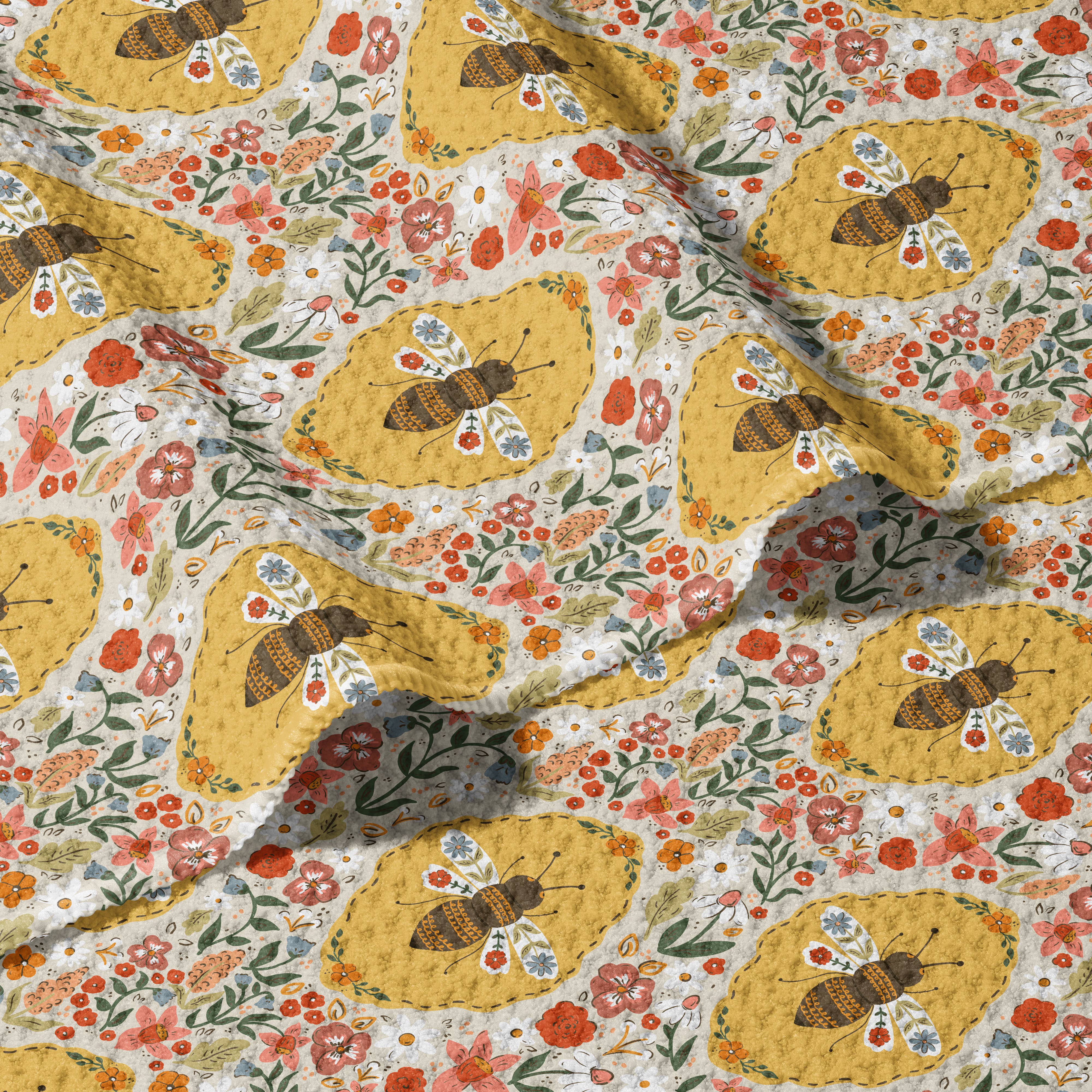 June Apothicarie - Wholesale Tea Towel - Boho Bee Double Sided Waffle Dish Towel1