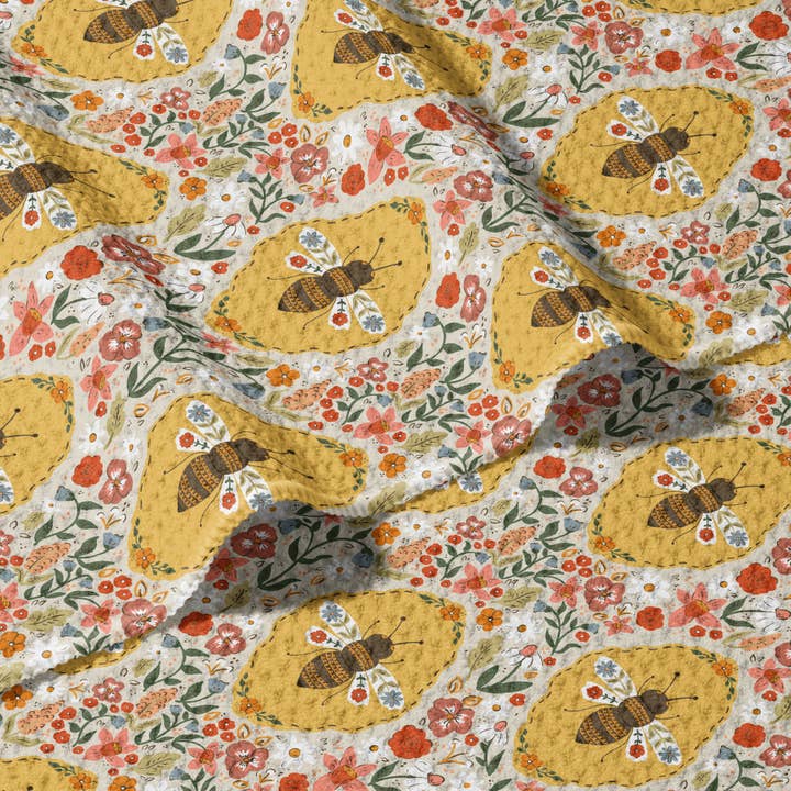 June Apothicarie - Wholesale Tea Towel - Boho Bee Double Sided Waffle Dish Towel1