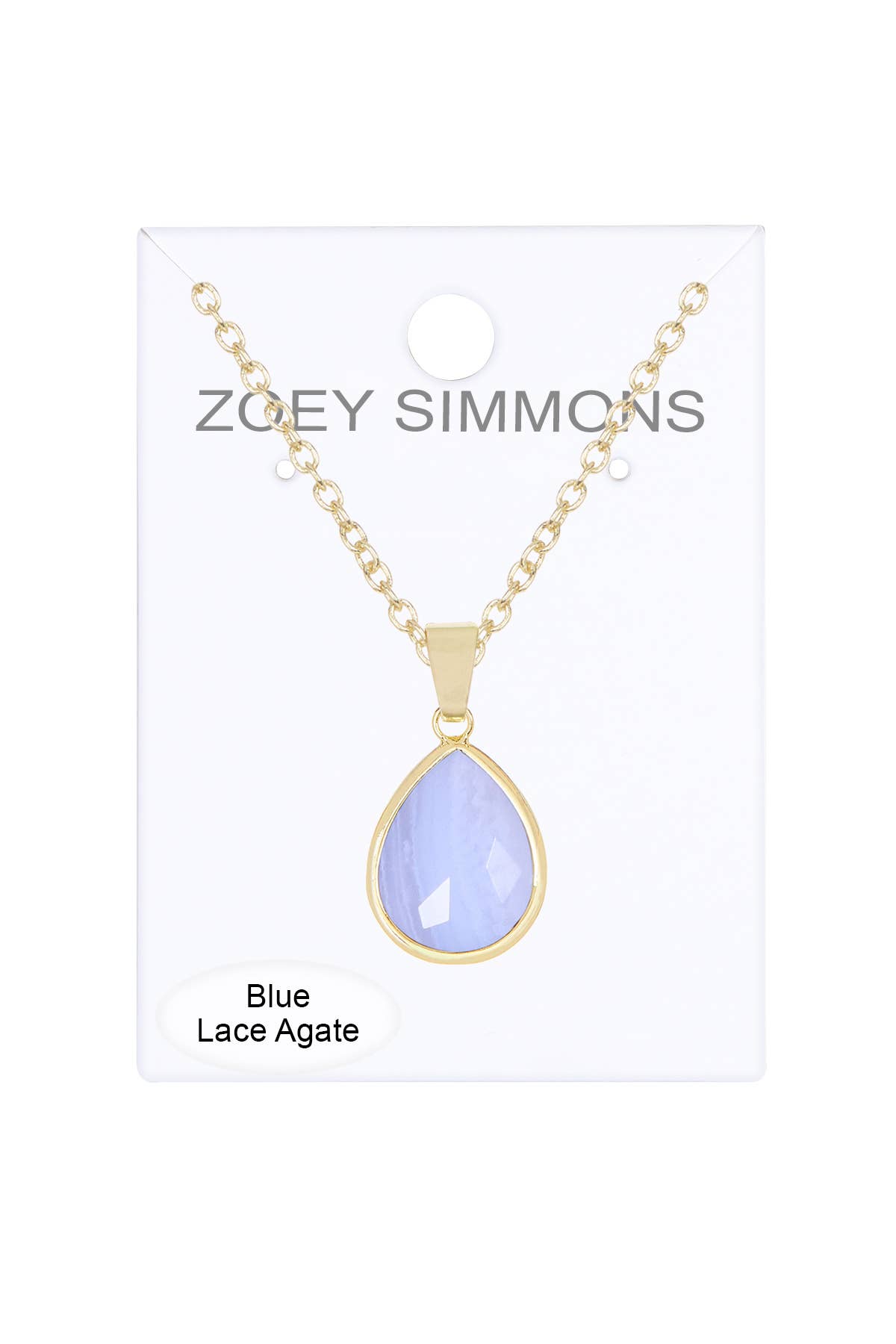 Zoey Simmons – Colar pingente/pendente por atacado – Colar com pingente de ágata de renda azul - GF1