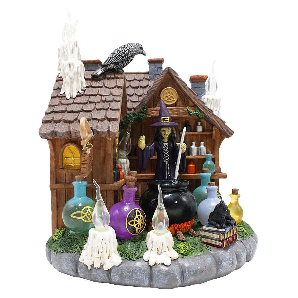 OrnamentallyYou - Wholesale Decoratief beeldje - Verlicht beeldje van Enchanted Witch Cottage, 10" LED Halloween 7