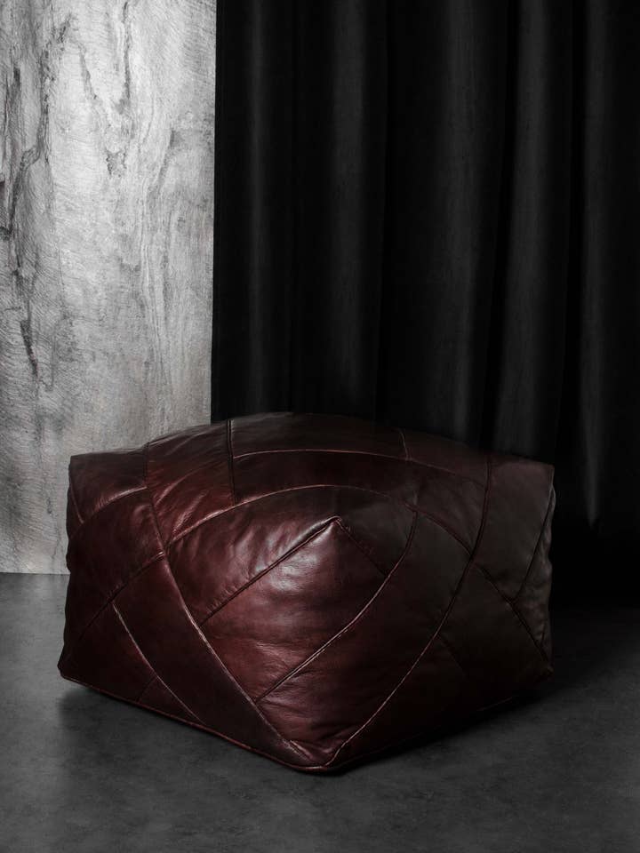 Patchwork-Leder-Marokkanischer Pouf für den Großhandel von MAISON ATLAS