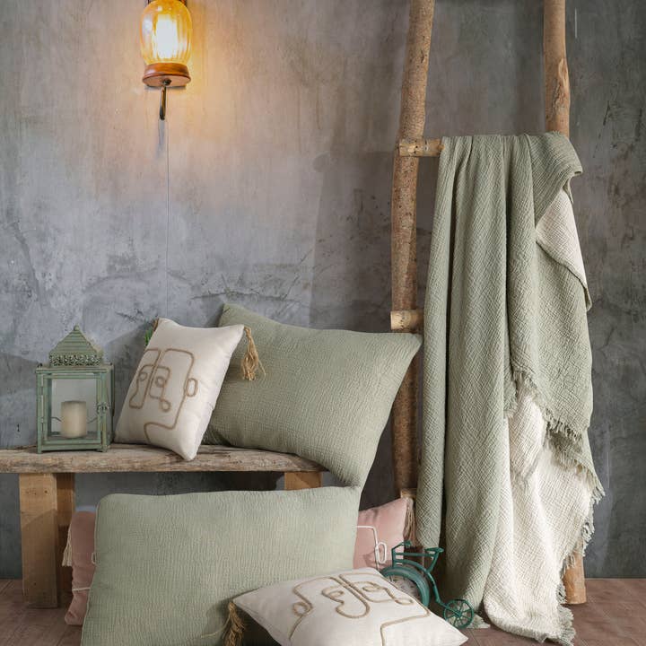 Aseel - Wholesale Throw Blanket - Boho Throw Blanket, Green Color