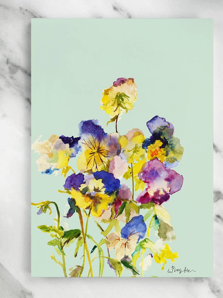A5 Notepad - Mixed Pansies for wholesale by Ping He Art