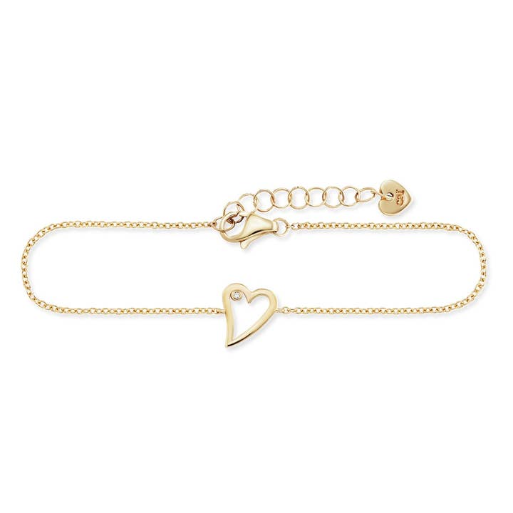 Bracelet en forme de cœur en argent sterling 925 avec zircone pour la vente par caï