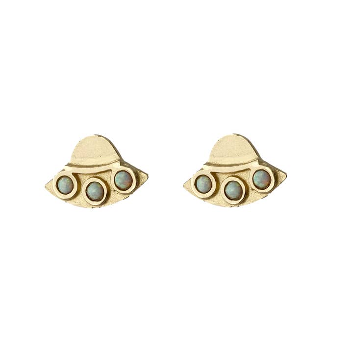 UFO Earrings with Opal for wholesale by Therese Kuempel Jewelry