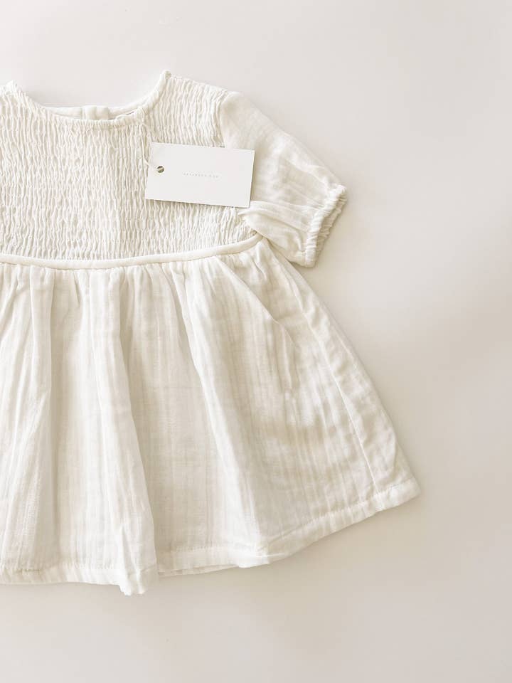 O Vestido Vienna - Branco por atacado de Oat Children