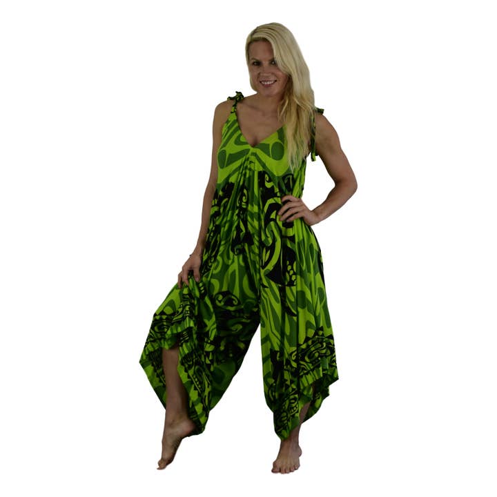 Bali Jumper Green and Black Turtle, Tie Strap, OS, W Pockets for wholesale by Island Style Clothing Co by Akamai Distribution Ltd
