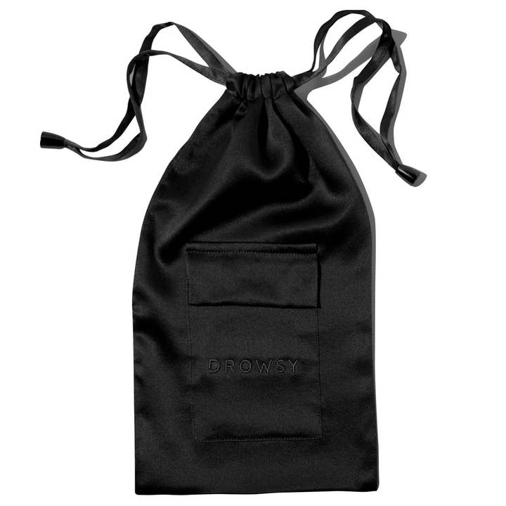Drowsy Sleep Co. – Engroshandel Søvn-/øjenmaske – Sort Jade Silke Bæretaske1