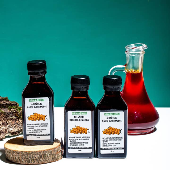SiberianGreen - Wholesale Bath/Body Oil - Siberian Sea Buckthorn Seeds and Berries Oil | 100% Natural Extra Virgin Cold Pressed 100 ml / 3.4 fl oz | Premium Carotenoids