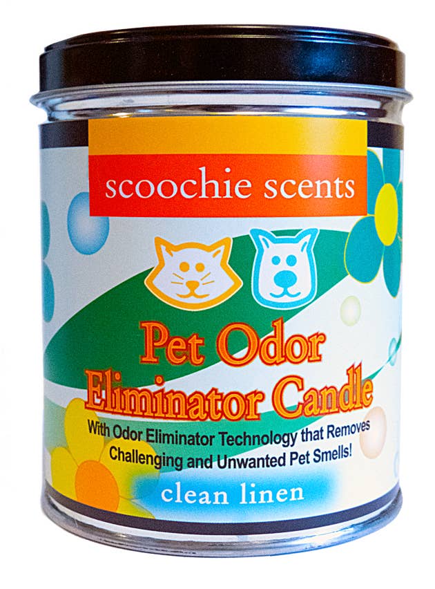 Scoochie Pet Products - Wholesale Pet Deodorizing Spray - Scoochie Scents Clean Linen Pet Odor Eliminator Candle Tin1