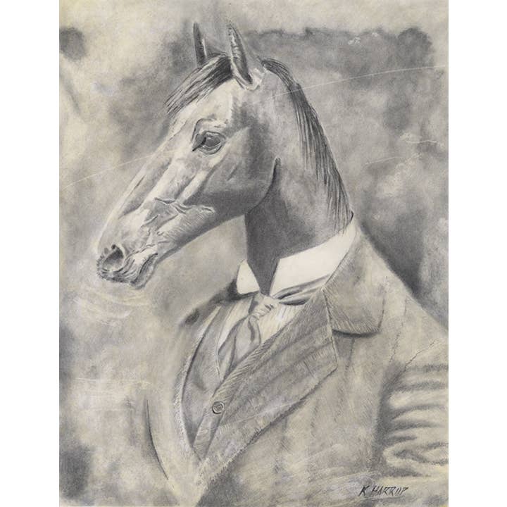 Lámina (firmada) #2 - Dibujo a lápiz de caballo (cabeza), arte con animales para venta al por mayor de Keith Harrop - Pencil Art