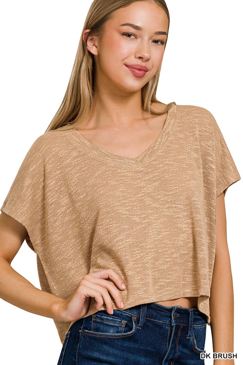 42POPS – wholesale Stickad topp - Dam – ._ Droppad axel Lättvikts Slubtröja5