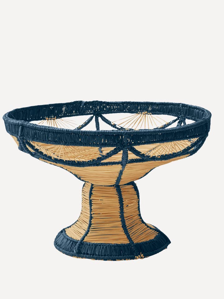 Deco Pedestal Fruit Bowl, Deep Blue for wholesale by CasaLatina