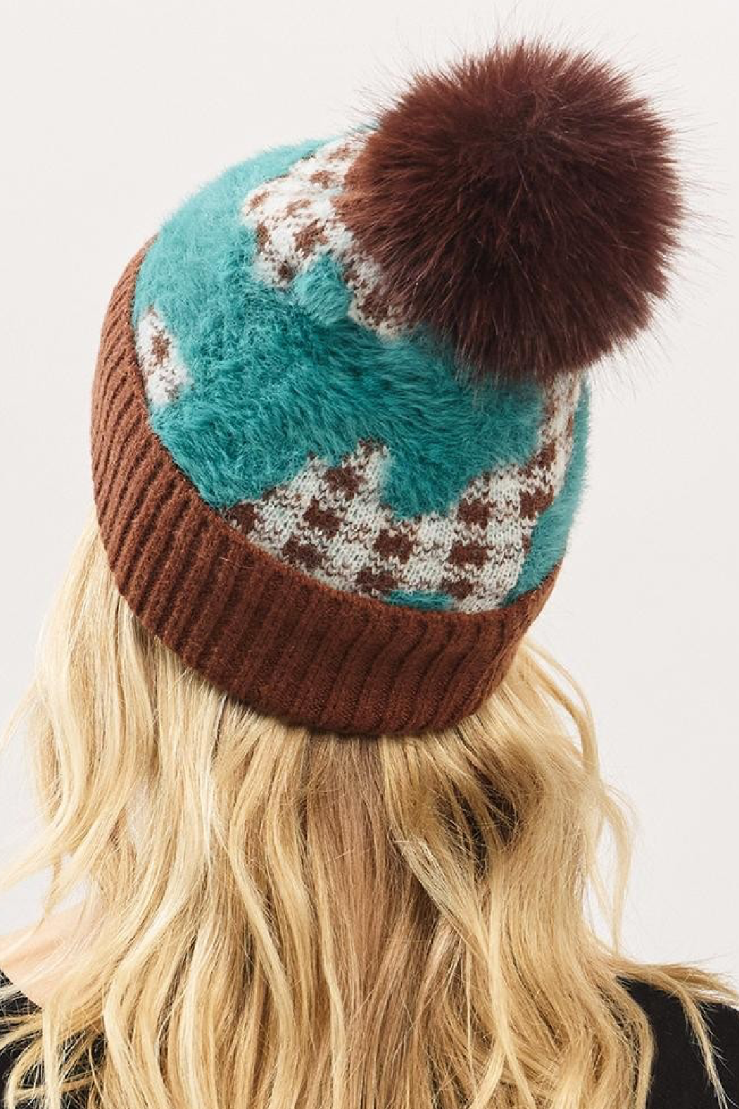 Embellish Your Life - Wholesale Beanie - Women's - Upcycled Fuzzy Abstract Plaid Beanie0