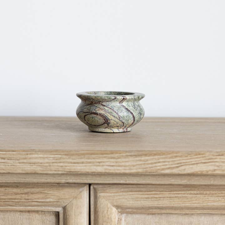 Luxe B Co - Wholesale Decorative Plate/Dish/Bowl - Green Bidasar Stone Bowl3