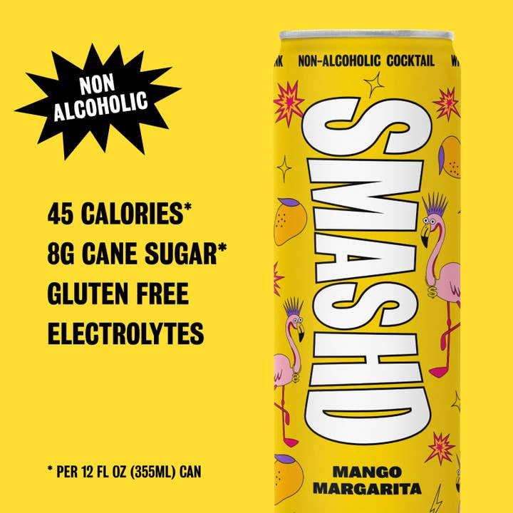 SMASHD Non-Alcoholic cocktails - Wholesale Non-Alcoholic Aperitif/Mocktail - Mango Margarita Non-Alcoholic Mocktails Beverage 12 Pack